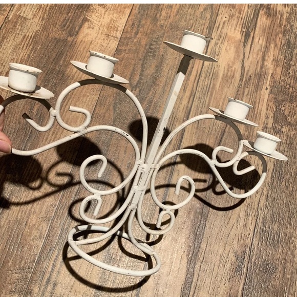 Vtg Metal 5 Candle Holder Metal Boho Hippie Chic - Picture 3 of 3